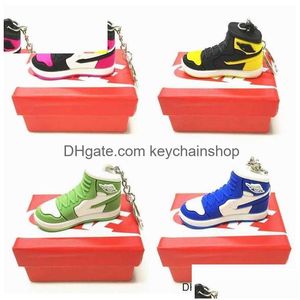 14 colores al por mayor Diseñador Mini Sile Sneaker Llavero con caja para hombres Mujeres Niños Llavero Zapatos de regalo Llaveros Bolso Cadena Baske Dhegy