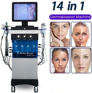 14 en 1 hidra facial Dermoabrasión con diamantes Limpieza profunda Aqua Peel Antienvejecimiento Oxígeno Jet Water Peeling Bio currence Rejuvenecimiento de la piel Máquina para el cuidado de la piel con FDA