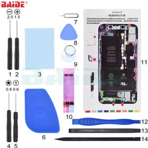 Kit de herramientas de reparación de la batería del teléfono móvil 14 en 1 para el iPhone 5 6 7 8 X Juego de herramientas de la máquina del paquete de reemplazo de la batería