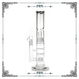 14 pouces tube droit verre bang double matrice perc et nid d'abeille perc bongs verre fumer pipe à eau percolateur verre attrape-glace narguilé