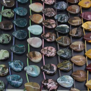 14 opciones de piedra, pendientes de lágrima de gemas naturales perforadas en la parte superior, colgantes de cuentas sueltas, fabricación de joyas de apatita/ite/amatistas/gotas