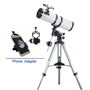 Reflector de 1400x150mm, telescopio astronómico newtoniano, montaje ecuatorial, estrella, planeta, Luna, Saturno, Júpiter, adaptador de teléfono