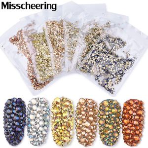 1440 pcs Flatback Cristal Nail Strass Multi Taille SS3-SS20 Non-fix 3d Verre Pierre Gemmes Charme Art Décorations 6 Couleurs