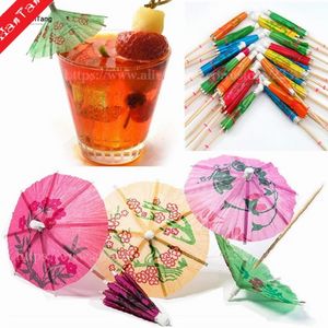 144pcs Papier Cocktail Parasols Parapluies Boissons Pics De Mariage Événement Fête Fournitures Vacances Cocktail Garnitures Titulaires u0304