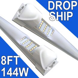 Lâmpada LED para loja de 144 W 8FT, 144000lm 6500K branco super brilhante, luminária de teto conectável, lâmpada tubular LED T8 integrada de 4 fileiras para gabinete de bancada (pacote com 25) usastock