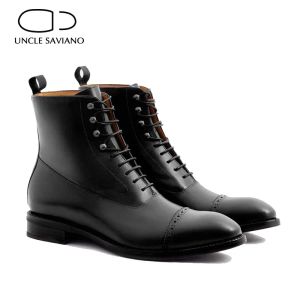 146 Snows Oncle Saviano hiver ajouter Veet Men Shoes Best Laceup Greatine Le cuir Boots Fashion Designer Work Business Man Shoe 55700
