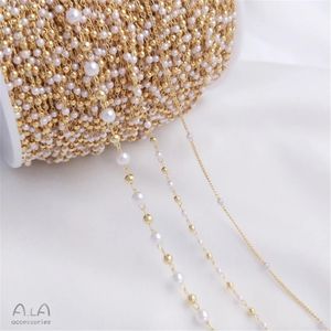 Chaîne de perles d'imitation de perles en or véritable 14K, Bracelet et collier faits à la main, bijoux en vrac, B655 240106