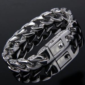 Bracelet à breloques en or blanc 14K pour hommes, rétro, de haute qualité, Cool, bijoux de motard, accessoires sur la chaîne gourmette