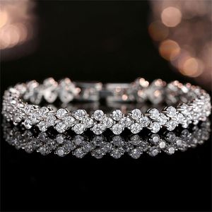 Pulsera de diamantes de laboratorio romano de oro blanco de 14 quilates Brazaletes de boda de compromiso Pulseras para mujeres Joyería nupcial 220713