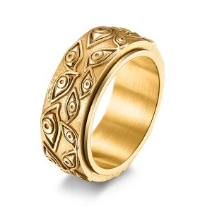 14k Gold Gold Spinner Eye of God anillo accesorios para hombres anillos de cola joya vintage múltiples ojos aniversario