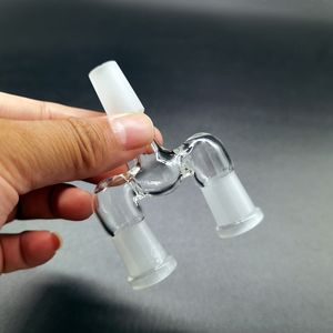 Adaptateur en verre de 14 mm 18 mm Double bol Accessoires pour fumer 3 joints sur un drop down Adaptateur givré pour séparateur de wishbone à deux tailles pour options Bongs Dab Rigs