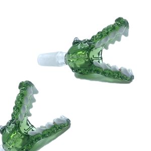 Bols en verre à joint mâle de 14mm 18mm avec tête de crocodile bol en verre bleu vert pour plates-formes pétrolières bongs en verre conduites d'eau