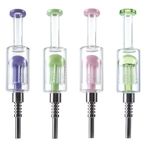 14 mm Junta Fit Glass NC Accesorios para fumar Jellyfish Insert Nector Collector Puntas de titanio Verde Rosa Púrpura con envoltura de burbujas NC40