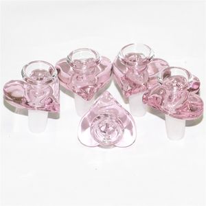 14mm rose amour coeur forme verre bong bol narguilés mâles bols de tabac à fumer pour tuyau d'eau en silicone plate-forme pétrolière récupération cendrier