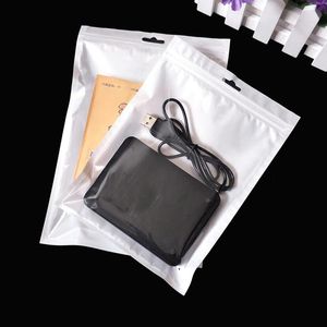 15*21 cm opp sacs d'emballage blanc/clair auto-scellant fermeture à glissière en plastique emballage de détail sac de rangement fermeture à glissière sac paquet avec trou de suspension