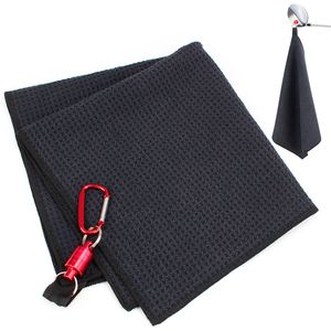 15.7x15.7 Inch Black Golf Cleaning Towel With Magnet Hook Microfiber Supplies