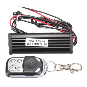 Controlador LED RGB de 15 colores para coche, Flash estroboscópico LED, Control remoto inalámbrico, tira de luz antiniebla de respaldo