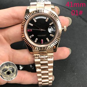 15 colores de alta calidad Waterproo reloj helado 41 mm 2813 Mecánico automático Inoxidable Presidente Moda Noble rubí Relojes para hombre Relojes de pulsera de diamantes largos clásicos