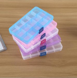 Caja de almacenamiento transparente de plástico con 15 compartimentos, caja pequeña para joyería, pendientes, contenedor de juguetes, 2022
