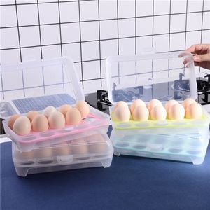 Caja de plástico para huevos de 15 rejillas, contenedor organizador, cajas de almacenamiento prácticas, multifuncional, productos para restaurante y cocina