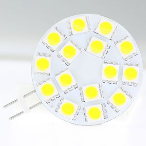 G4 Bombilla Tablero redondo SMD 15LED 5050SMD Ancho Volt 12VDC 12VAC 24VDC 24VAC Pin Back White White