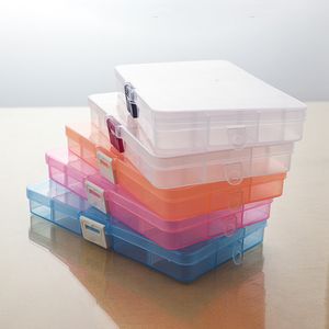 Caja de rejilla de plástico transparente Organizador de almacenamiento desmontable Cajas de joyería para cuentas Anillos de aretes Exhibición clasificada Rectángulo Contenedor
