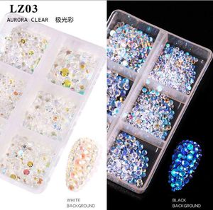 15 styels qualité Nail Art Glitter Décorations 900-1000pcs / Pack SS6-SS20 Starry AB Strass Pour Ongles 3d Flatback Verre Strass Non Hotfix Crystal Charm