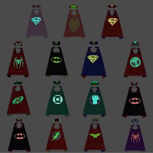 Costumes de thème de dessin animé lumineux de 15 styles, masque de cape de Cosplay pour enfants, mascarade phosphorescente, jouets de Super héros pour enfants, cadeaux de fête, habillage