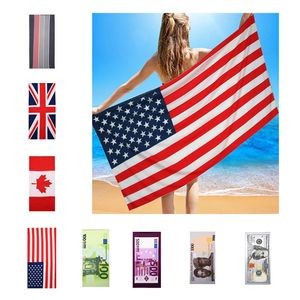 150 * 70 cm Toalla de baño de microfibra de verano Bandera de EE. UU. Bandera del Reino Unido Dólar de EE. UU. Toalla de playa impresa Viajes al aire libre Toallas deportivas de secado rápido BH1886 TQQ