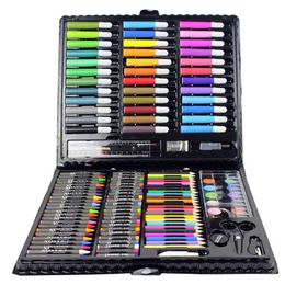 150 pcs / set kit d'outils de dessin avec boîte peinture pinceau art marqueur aquarelle stylo crayon enfants papeterie cadeau ensemble fournitures scolaires 201225