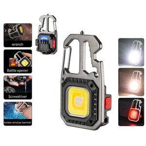1500 Lumens 4 in 1LED Mini COB Flashlight with Tripod Safety Hammer Emergency Keychain Flashlight