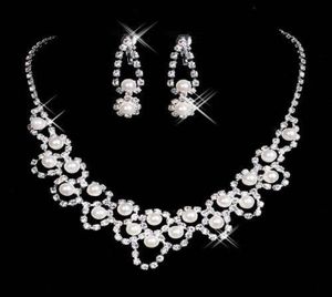 15036 Conjuntos de joyería nupcial con diamantes de imitación baratos, pendientes, collar, fiesta de graduación nupcial de cristal, desfile, accesorios de boda para niñas 3936758