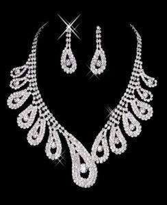 15042 Barato para mujer desfile de boda nupcial collar de diamantes de imitación pendientes conjuntos de joyería para fiesta joyería nupcial 9443582