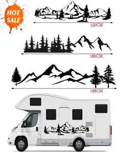 Autocollant d'arbre pour camping-car, 150cm, scène de montagne, autocollant de voiture, Kit graphique en vinyle de forêt pour camping-Car, remorque, accessoires de voiture, 1167512