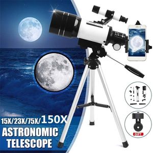 Télescope astronomique 150X avec trépied Portable espace de réfraction monoculaire Zoom longue-vue pour regarder l'étoile de la lune 220225