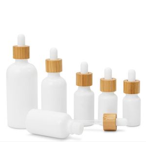 Botella de aceite esencial de porcelana blanca de 15ml, 20ml, 30ml, 50ml, tapa de grano de madera, cuentagotas, embotellado de Perfume