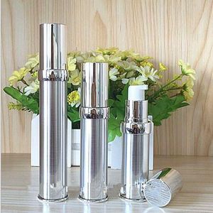 15ml 20ml 30ml Gold Silver Vacío Airless Pump Container Travel Metal Essential Lotion Cream Botella cosmética con bomba F20172224 Bvsgv