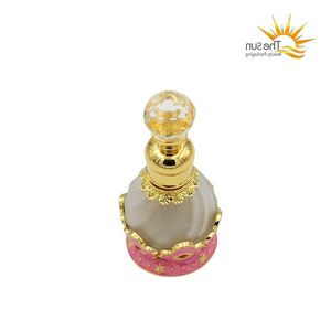 Bouteille de parfum en métal Vintage de 15ml, bouteilles en verre rechargeables vides, faites à la main, cadeau artisanal, récipient d'huile essentielle Xfdko