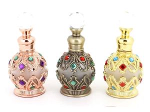 Botella de Perfume de cristal vacía recargable Vintage de 15ml, decoración hecha a mano para el hogar, regalo de vacaciones para mujer