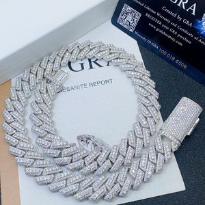 Collar de cadena cubana de diamantes de moissanita de Plata de Ley 925 de 15mm, 18-24 pulgadas, pulsera de eslabones de 7/8/9 pulgadas para mujeres/hombres, bonito regalo