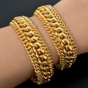 15MM grande chaîne large pour hommes femmes bracelet plaqué or double tissage câble Rolo lien gourmette chaîne caténaire mode bracelet épais 240228