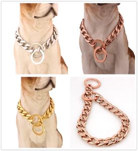 15MM personalizado 316L acero inoxidable plataoro rosa oro 11 NK cadena cubana Collar para perro mascota gargantilla Collar 1234quot4502680