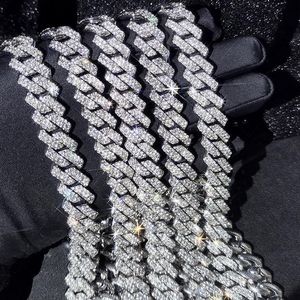 Colliers chaîne cubaine à broches Micro pavé de 15mm, bijoux hip hop à la mode avec strass entièrement glacés pour hommes et femmes 279T