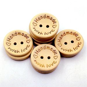 Botones de madera de 15mm, 2 agujeros, corazón de amor redondo para caja de regalo hecha a mano, arte de colección de recortes, decoración de fiesta, accesorios de costura de recuerdo DIY2010