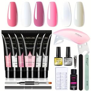 15pcs Kit de ongles en gel professionnel avec lampe à ongles LED LED 6W UV, Tools de manucure Kit de gel à ongles pour les filles DIY Nail Art Decorations Home Salon