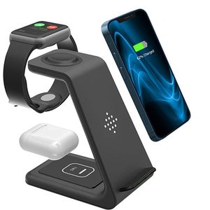 Support de chargeur sans fil Apple 3 en 1 15w, adapté aux Samsung iPhone 13 12 11 XR X 8 Apple Watch, Bases de charge rapide, vente en gros