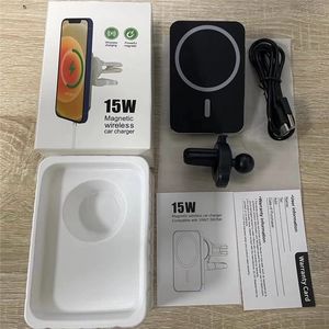 15W Magnetic Car Wireless Charger for iPhone 12 Pro Max for iPhone 12 Mini Fast Charging Car Holder with Retail Box