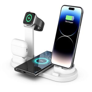 Cargador inalámbrico de 15W para iphone samsung 3 en 1 estación de carga tipo C Micro USB apple watch airpods soporte para auriculares