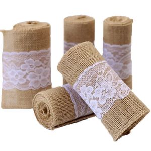 15x240cm Ribbons en lin naturel 1234510ROLLS VINTAGE JUTE DE MARIAGE CHAISE SASH TABLE DE TABLE DIY CARAL