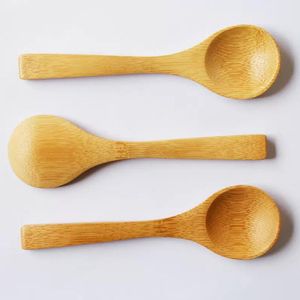 Cuillère en bambou naturel de Style japonais 15x4cm Mini ustensile de cuisine rond en bois confiture thé soupe cuillère vaisselle domestique